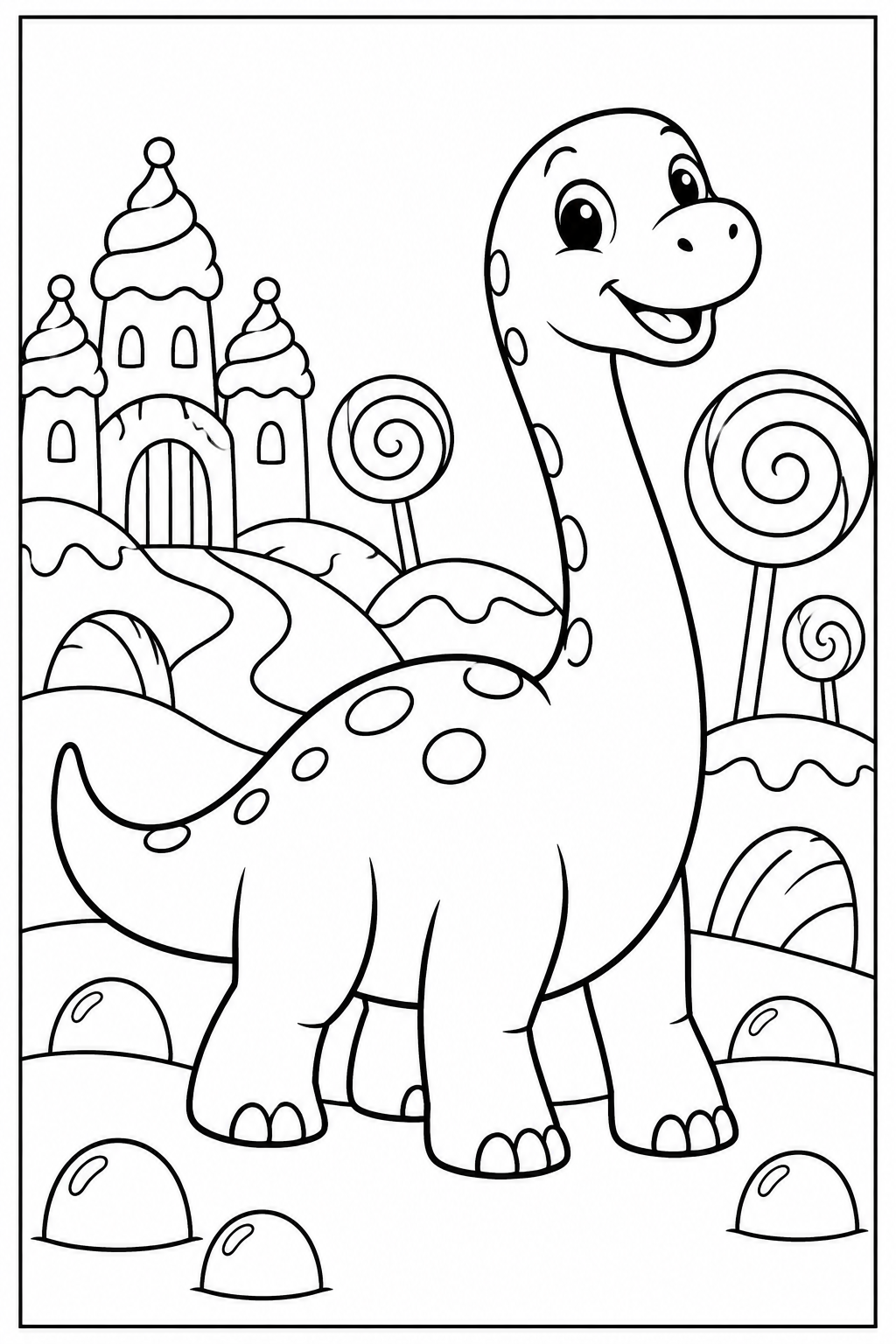 Dino — Snoepjesland — kleurplaat om te printen