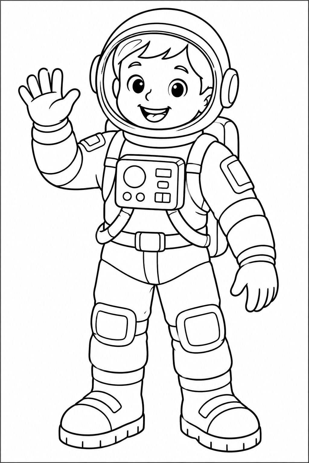 Astronaut — zwart-wit kleurplaat