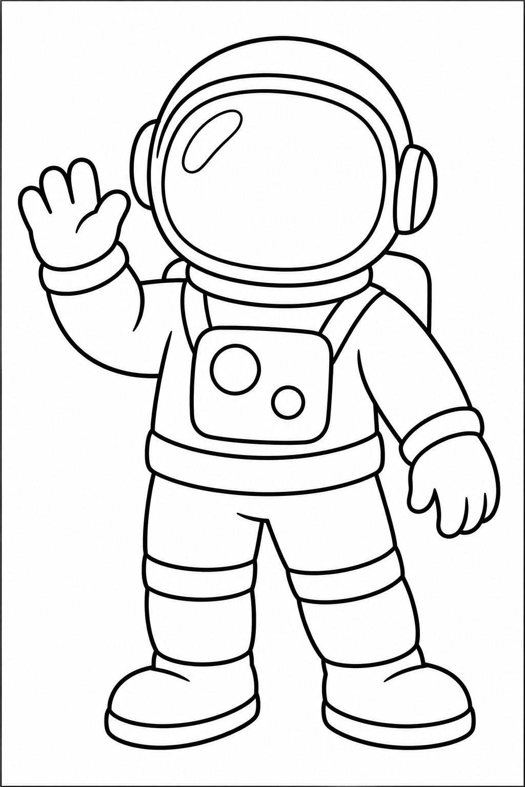 Astronaut — zwart-wit kleurplaat