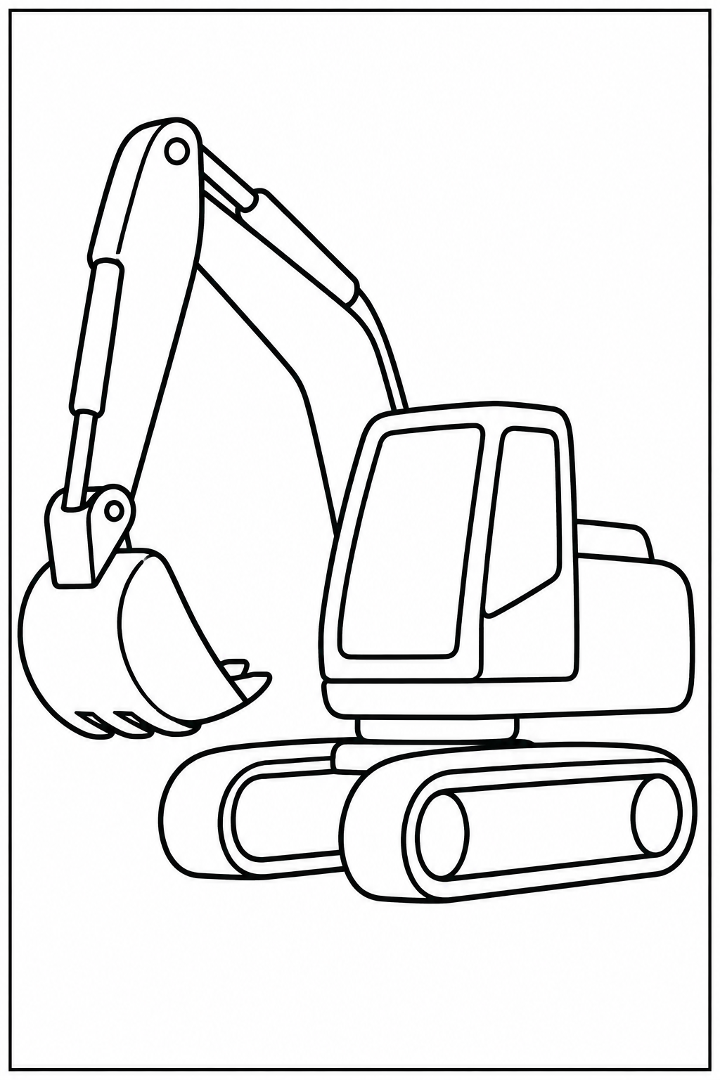 Graafmachine — zwart-wit kleurplaat