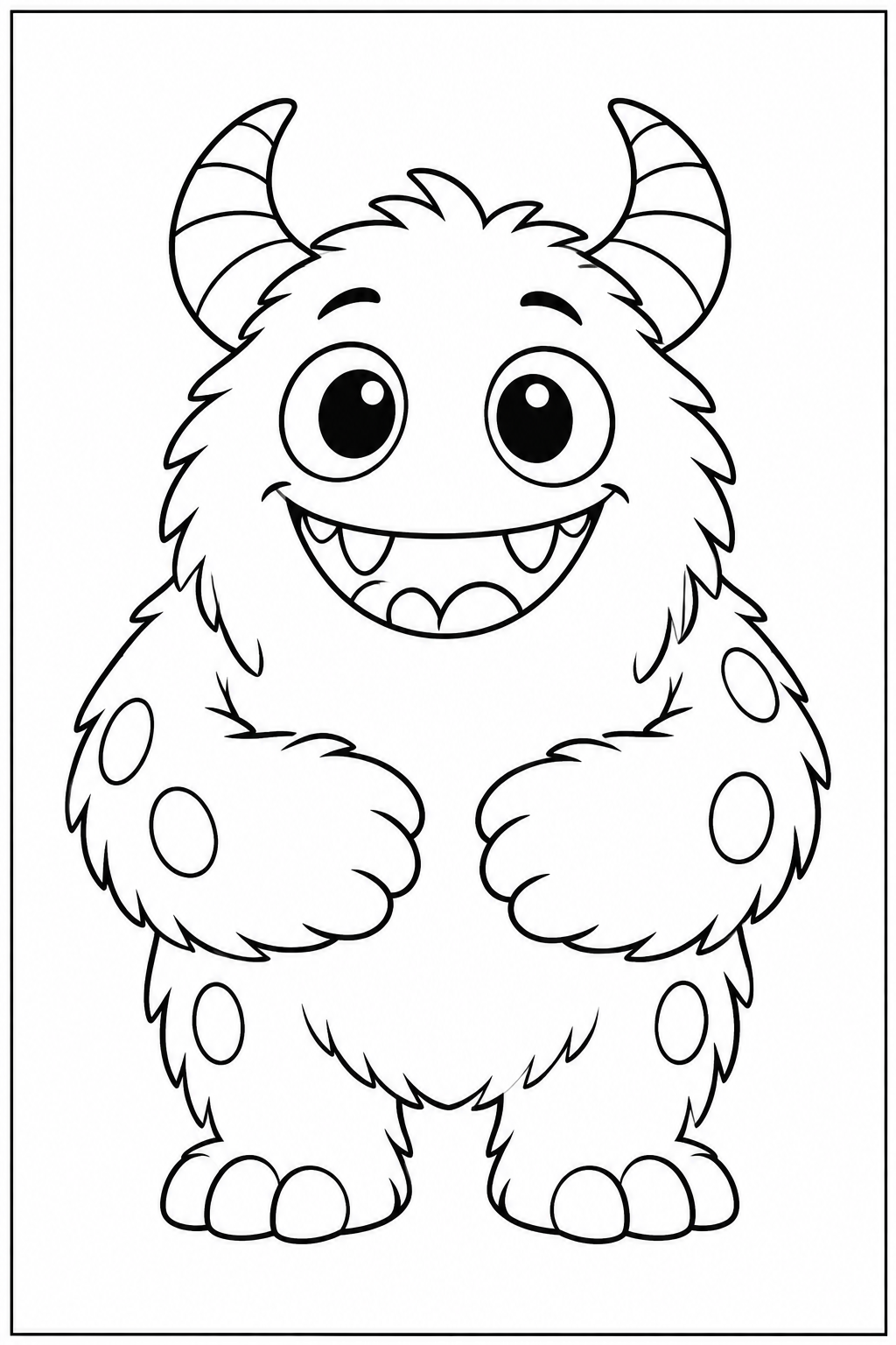 Lief monster — zwart-wit kleurplaat