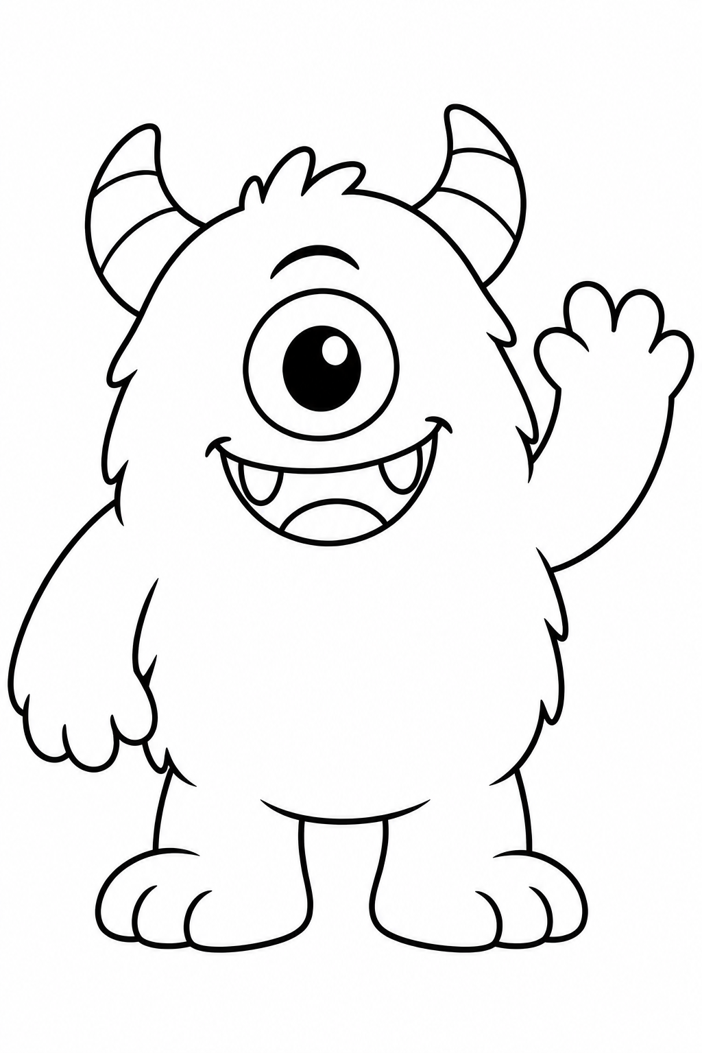 Lief monster โ zwart-wit kleurplaat