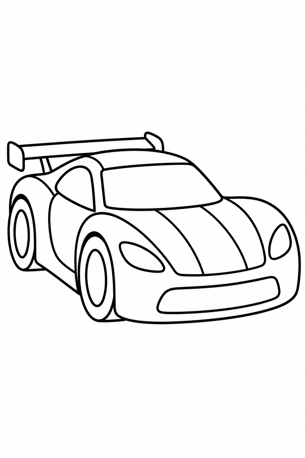 Raceauto — zwart-wit kleurplaat