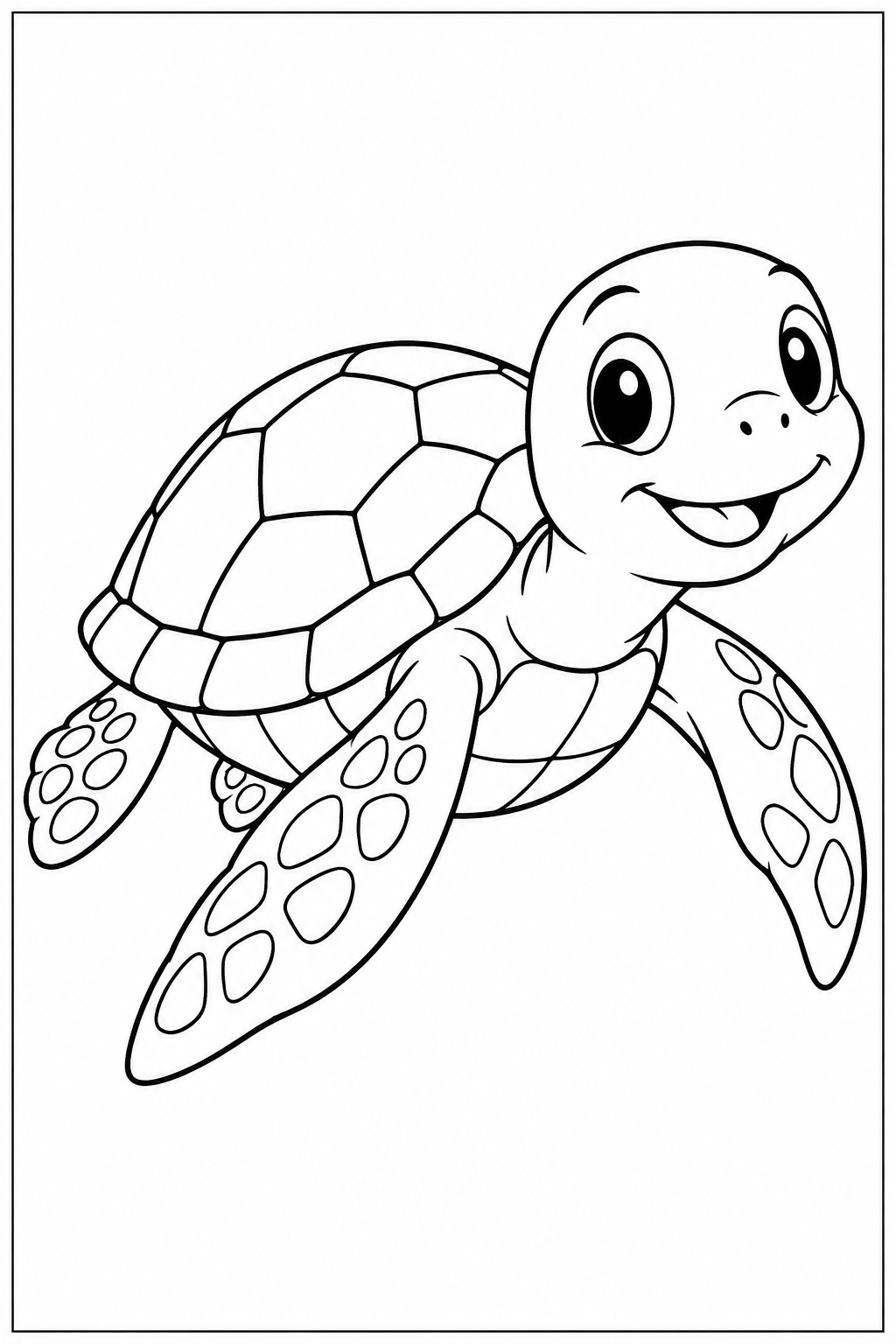 Schildpad — zwart-wit kleurplaat