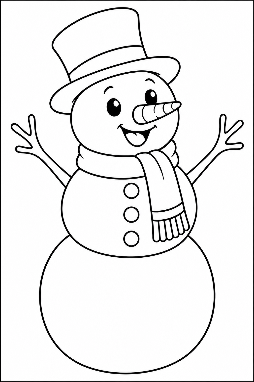 Sneeuwpop โ zwart-wit kleurplaat