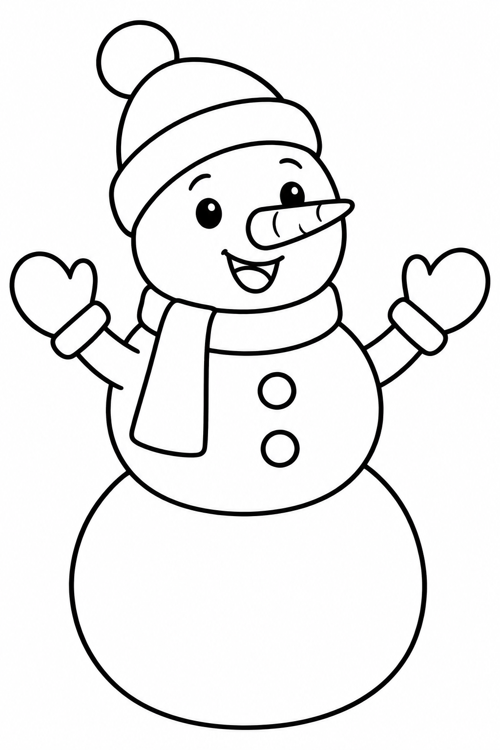 Sneeuwpop — zwart-wit kleurplaat