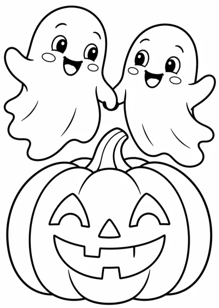 De spookjesvrienden — kleurplaat om te printen