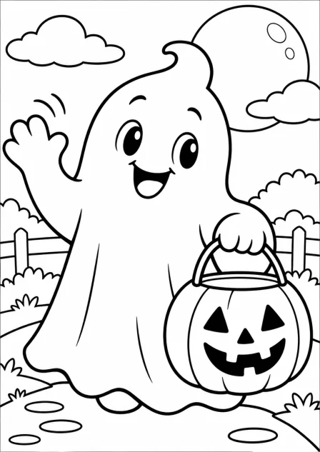 Het lieve spookje — kleurplaat om te printen