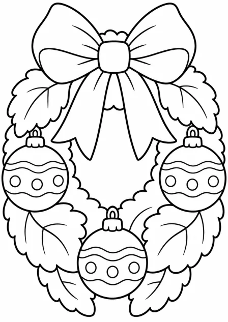 De kerstkrans — kleurplaat om te printen