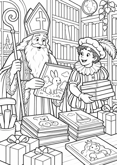 De pakjesbibliotheek — kleurplaat om te printen