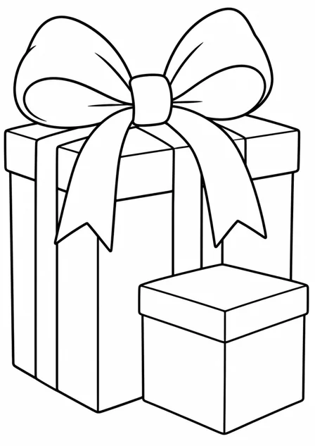 Een cadeau met strik — kleurplaat om te printen
